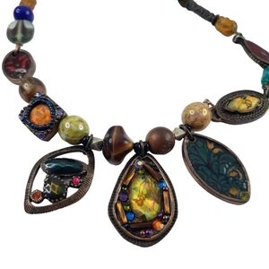 Vintage Chico's necklace - chunky multi pendant necklace with chain extender